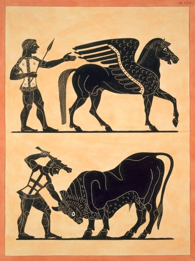 Pegasus与Hercules杀死公牛，发表于1808-10 作者 法语学校
