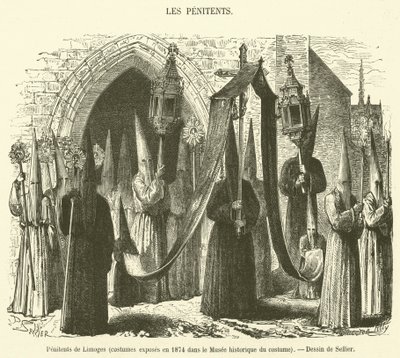 Penitents de Limoges，1874 年在服装历史博物馆展出的服装（雕刻） 作者 法语学校