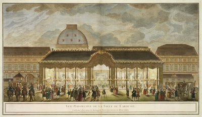 透视图的旋转木屋，为Monseigneur Le Dauphin的婚姻而建造，由Oubrier雕刻（彩色雕刻） 作者 法语学校