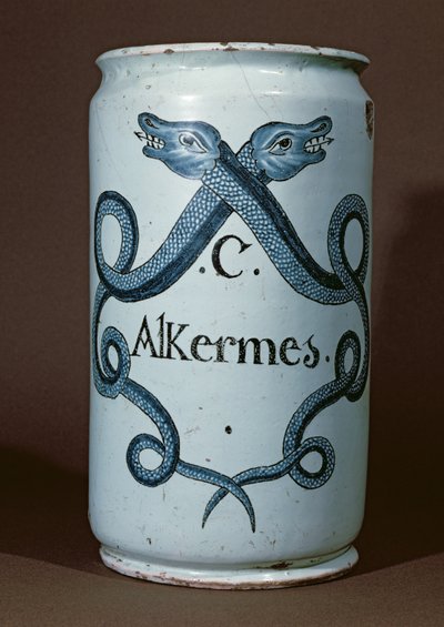 用于烯烃的药用罐，来自Rouen，c.1770（陶瓷） 作者 法语学校