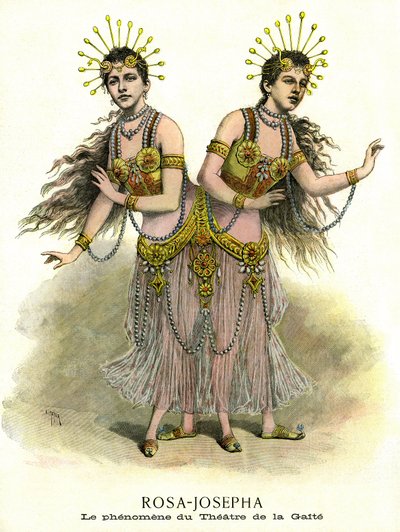 奇观中的现象 ：罗莎-约瑟法，1891 年在巴黎盖特剧院上演的姐妹俩（印刷品） 作者 法语学校