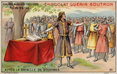Philip Augustus, King of France, after the Battle of Bouvines (chromolitho) 作者 法语学校