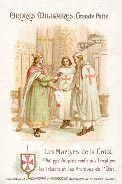 Philip Augustus rewarding the Knights Templar (chromolitho) 作者 法语学校