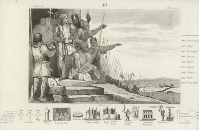 1214年，法国的菲利普二世在祈祷后赢得了Bouvines战役 作者 French School