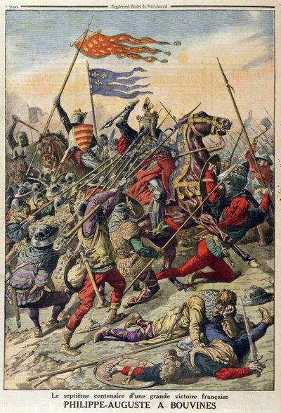 Philippe-Auguste（1165-1223）在Bouvines，来自Le Petit Journal的插图，1914年7月27日 作者 法语学校