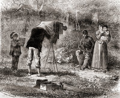 19 世纪的摄影作品，来自 Les Merveilles de la Science，约 1870 年出版（版画） 作者 法语学校