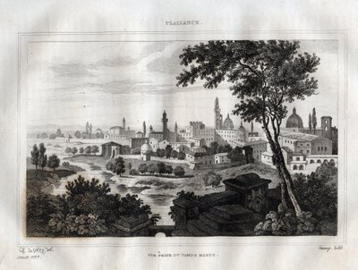 皮亚琴察--Plaisance--雕刻自M. de Norvins, Ch. Nodier 1834-1836的 "意大利风景画"。 作者 法语学校