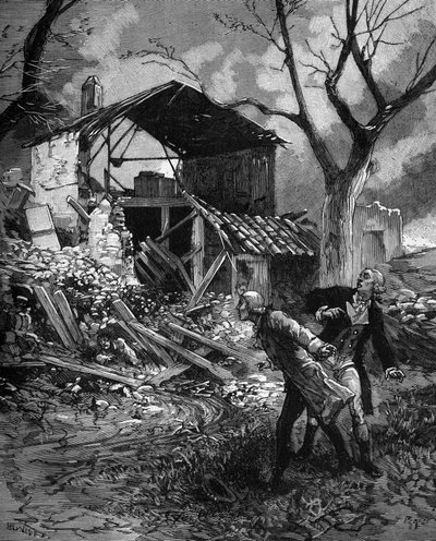 皮埃尔-路易斯-杜隆（1785-1838）法国化学家和物理学家，在一次新的爆炸物实验后。 作者 法语学校