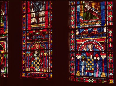 Pierre de Dreux（1190-1250）和他的儿子Jean de Bretagne（1237-86）从南部横断面的柳叶刀窗口详细说明，c.1217-25 作者 法语学校