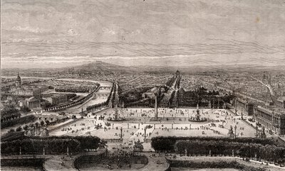 巴黎协和广场--V.A. Malt-Brown的 "La France illustree: geography, history, statistical administration "中的雕版画。1884 作者 法语学校