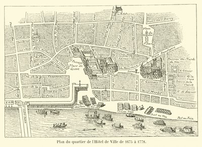 市政厅区域地图从1675年到1778年 作者 法语学校