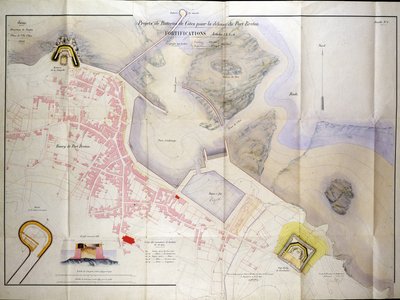 1848 年建造海岸炮台以防御布列塔尼港的计划。 作者 法语学校