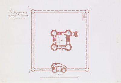 计划于1810年在Vincennes的Donjon一楼（纸和笔墨水） 作者 法语学校
