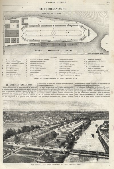 1869年必须在比兰库尔岛建立的国际体育的计划--1869年比兰库尔岛的国际体育的建立的总视图 作者 法语学校