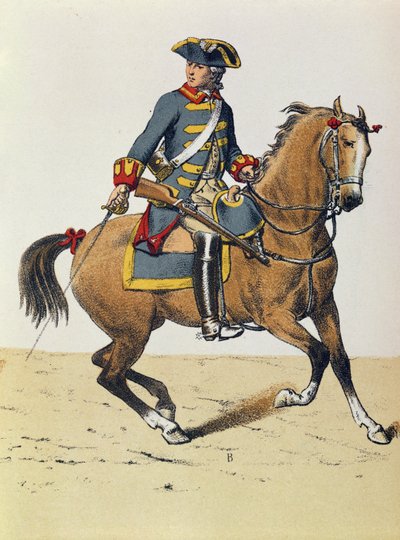 c.1750的警察骑马，19世纪（彩色雕刻） 作者 French School
