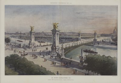 亚历山大三世桥，1900年世界博览会，巴黎（彩色平印）。 作者 法语学校