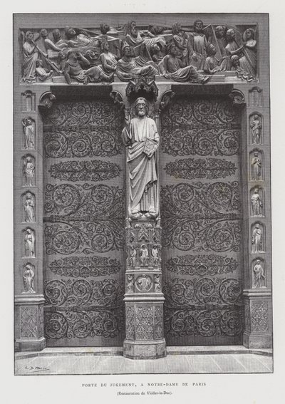 最后审判的门户，巴黎圣母院（石版画） 作者 法语学校