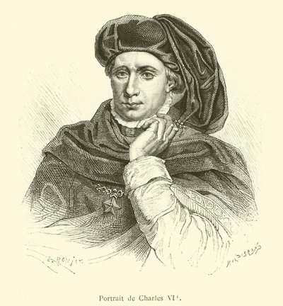 Portrait de Charles VI (engraving) 作者 法语学校