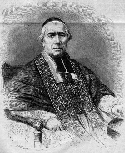 Francois Nicolas Madeleine Morlot（1795-1862）的肖像，巴黎大主教。1863年1月3日《世界画报》第299期上的雕刻。 作者 法语学校