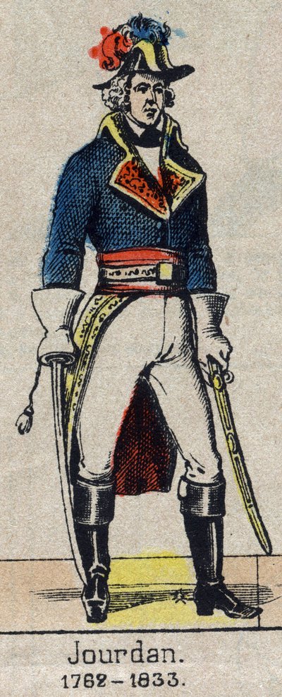 Jean Baptiste, Comte Jourdan, marechal de France (1762-1833)的腰部肖像 19世纪末的埃皮纳尔图像。 作者 法语学校