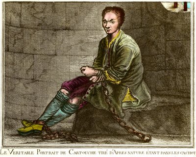 路易斯-多米尼克-卡里奇（1693-1721）在地牢中的肖像 18世纪的版画 私人收藏 作者 法语学校