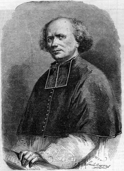 Abbe Gaspard Deguerry（1797-1871）的肖像，巴黎玛德莱娜教区。3月30日《世界画报》第207期上的版画。 作者 法语学校