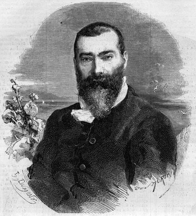 阿尔方斯-卡尔（1808-1898）的肖像，法国小说家和剧作家。1860年1月21日《世界画报》第145期的版画。 作者 法语学校