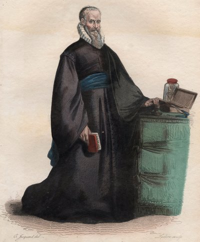 安布罗伊斯-帕尔（1509-1590）的肖像，法国外科医生。插图来自埃德蒙-梅内克特的《法国普鲁塔克》。 作者 法语学校