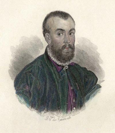 Andre Vesale (1514-1564) 的肖像，佛兰芒医生，曾在西班牙和意大利执业。 在“有用的人像”中 作者 法语学校
