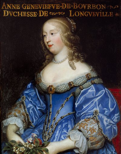 隆格维尔公爵夫人安妮-热纳维芙-德-波旁-康德（Anne-Genevieve de Bourbon-Conde）的肖像（1619-1679） 法国画派的画作 作者 法语学校