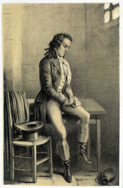 Antoine Barnave (1761-1793) 的肖像，法国革命家被监禁。 - 阿尔伯特·莫林 (Albert Maurin) 编着的“法国大革命历史画廊”。 1843 年巴黎 作者 法语学校