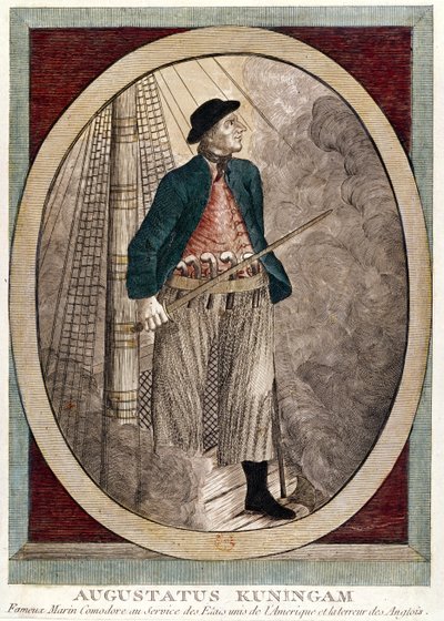 在独立战争期间活跃的美国海盗Augustatus Kuningam的画像，1780年 作者 法语学校