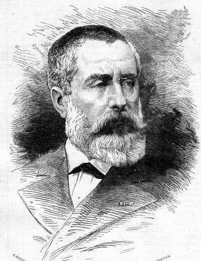 奥古斯特-伊曼纽尔-沃科尔贝尔（1821-1884）的肖像，法国作曲家和巴黎歌剧院的导演。雕刻于1879年7月26日的《世界画报》第1165期。 作者 法语学校