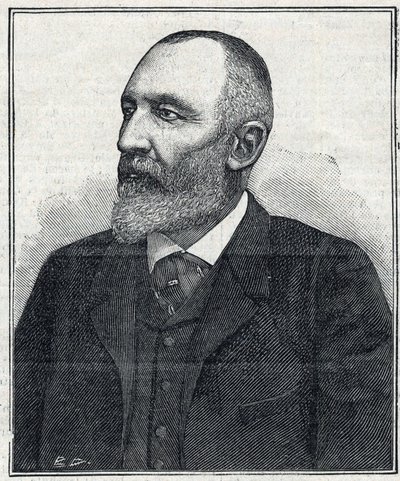 奥古斯特-舍勒-凯斯特纳（Scheurer Kestner）（1833 - 1899）的肖像，化学家、工业家和阿尔萨斯的政治家。1897年的雕版画。私人收藏。 作者 法语学校