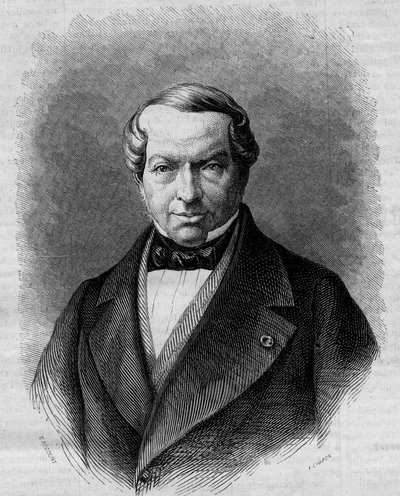 詹姆斯-德-罗斯柴尔德男爵（1792-1868）的肖像，德国银行家。1862年12月27日在《世界画报》第298期上的版画。 作者 法语学校