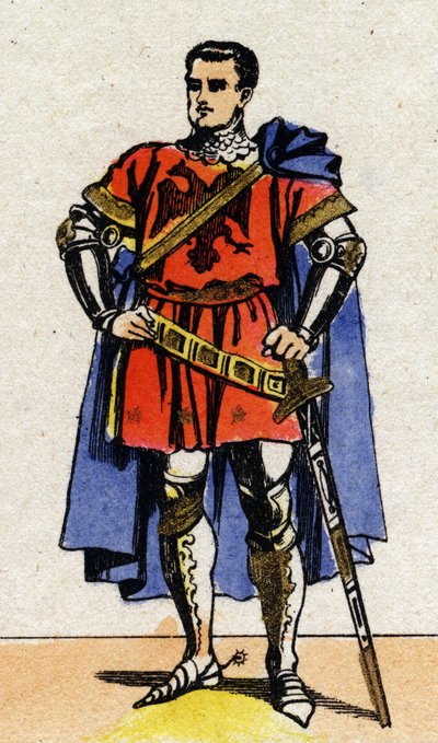 Bertrand du Guesclin (Duguesclin) (v. 1320-1380)的画像，来自法国的Connetable。 作者 法语学校