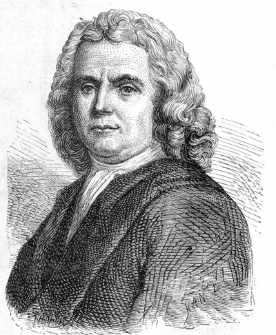 Boerhaave Hermann (1668 - 1738)的肖像，荷兰医生和化学家（Iatromechanism的支持者）--载于《科学专辑；杰出的科学家；伟大的发现》1896。 作者 法语学校