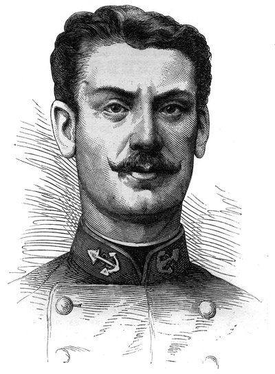 约瑟夫-加莱尼上尉（1849-1916）的肖像，法国士兵和探险家。雕刻于1881年4月9日的《世界画报》第254期。 作者 法语学校