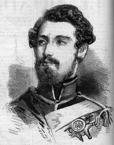 查理（卡尔）十五世（1826-1872）的肖像，瑞典和挪威国王。1859年7月23日《世界画报》第119期上的版画。 作者 法语学校