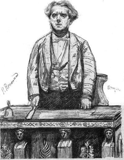 法国律师和政治家Charles Floquet（1828-1896）的画像。1月16日 "La gazette du dimanche "上的版画。 作者 法语学校