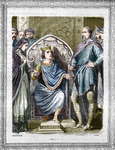 Portrait of Charles III called the Simple (879-929). Engraving in “Histoire des Papes-Rois-Queen and Empereurs a travers les centuries”” by Maurice Lachatre 作者 法语学校