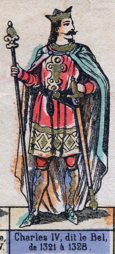 Portrait of Charles IV of France, known as Charles the Bel (1294-1328) (dynasty of the Capetians). Illustration late 19th century. 作者 法语学校