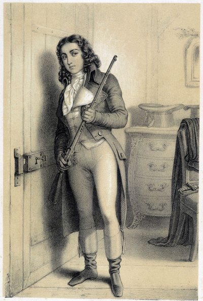 法国政治家查尔斯-让-玛丽-巴尔巴鲁（1767-1794）的画像。- 在阿尔伯特-莫兰的 "法国革命历史画廊 "中。 作者 法语学校