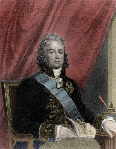 法国政治家查尔斯-莫里斯-德-塔列朗-佩里戈尔（1754-1838）的肖像。 作者 法语学校
