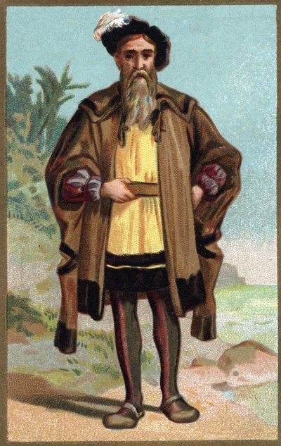 Portrait of Christopher Columbus (Cristoforo Colombo) Chromolithography of the end of the 19th century. 作者 法语学校