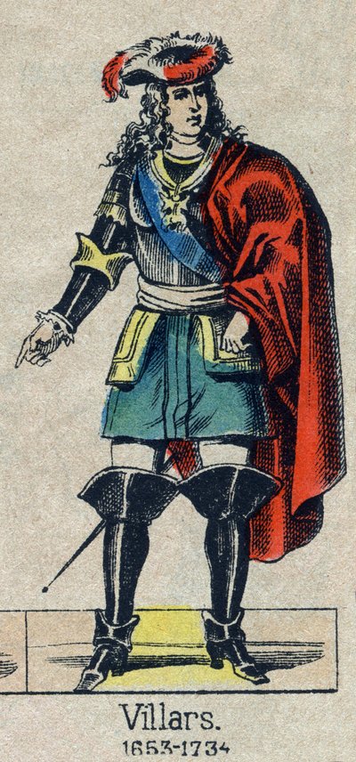 克劳德-路易斯-赫克托-德-维拉斯（1653-1734）的肖像，法国的马雷克。19世纪末的埃皮纳尔图像。 作者 法语学校