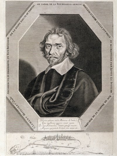 Clement Metezeau 的肖像，国王的建筑师和工程师，拉罗谢尔运河大坝的发明者，1627-28 年 作者 法语学校