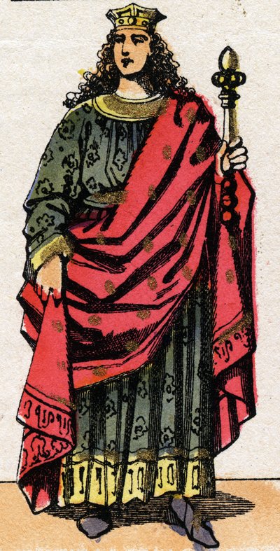 克洛泰尔（Clothaire）二世（584 - 628）的肖像，诺伊斯特里亚国王和法兰克人的国王。 作者 法语学校