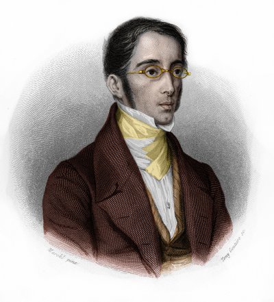 埃蒂安-约瑟夫-路易斯-加尼耶-帕吉（Garnier Pages）（1801-1841）的肖像，法国政治家。载于路易斯-德-科梅宁-提莫的《LIBRE DES SPEAKERS》。1842.私人收藏。 作者 法语学校