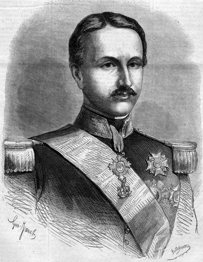 那不勒斯国王弗朗索瓦二世（1836-1894）的画像。1860年7月28日《世界画报》第172期上的版画。 作者 法语学校